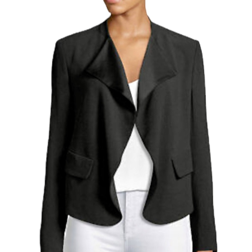 Theory $455 Kensington Blazer Black Peplum Open 2 Jacket